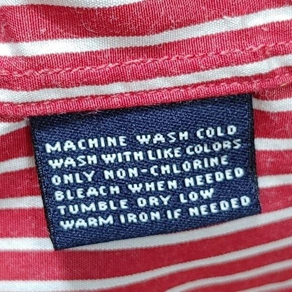 American Living Red Striped Classic Cotton Button Down Size Large - Picture 8 of 10